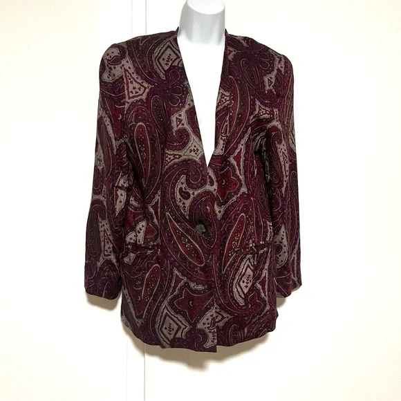 EUC Vintage 1970s Paisley Blazer Jacket Women Size 10 ILGWU Union Made USA - Picture 7 of 8